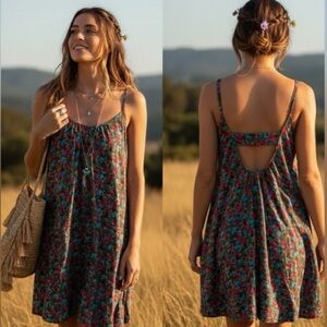 Natural Life Floral Rayon Mini Dress Size Medium